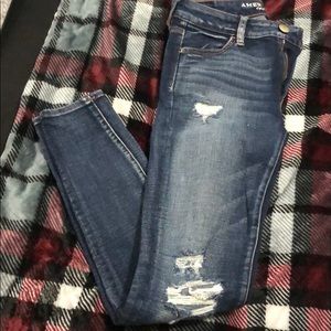 American Eagle Jeans, Ripped, Dark Blue, Size 4